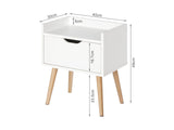 Tomi Bedside Table Nightstand - White