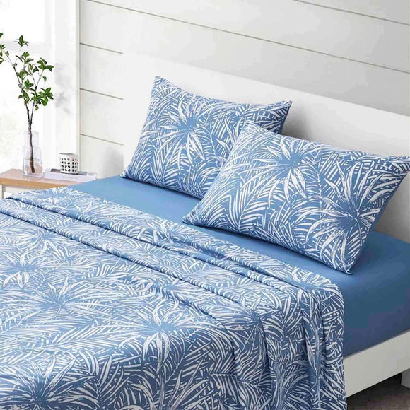 Sheet Set Blue Palm - King Single