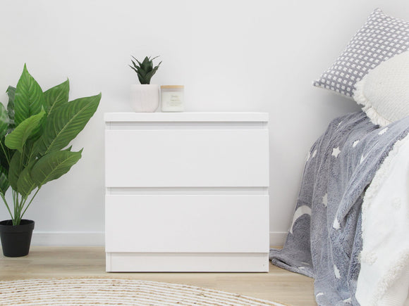 Tongass Wooden Bedside Table - White